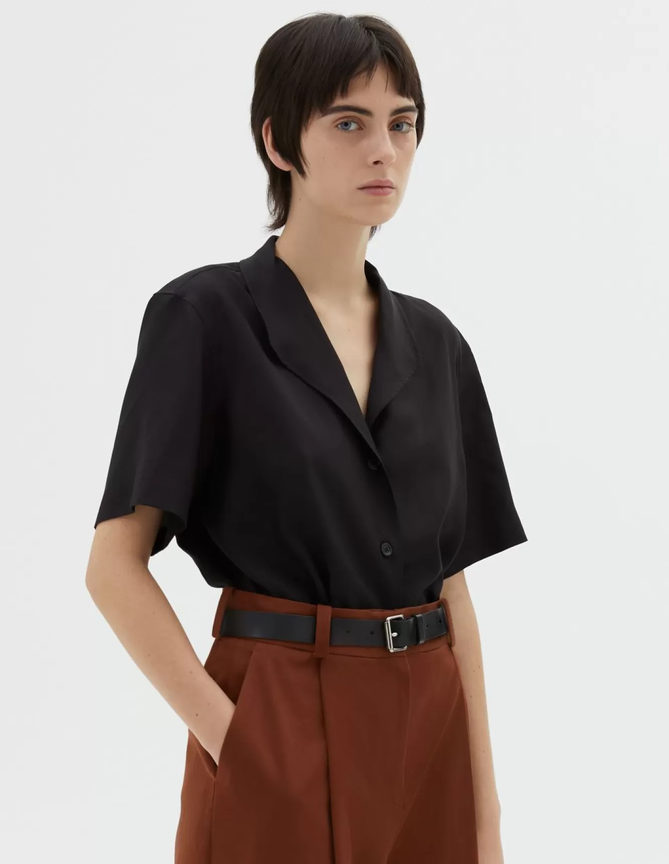 Margaret Howell ANGLED COLLAR SHIRT Black Outlet