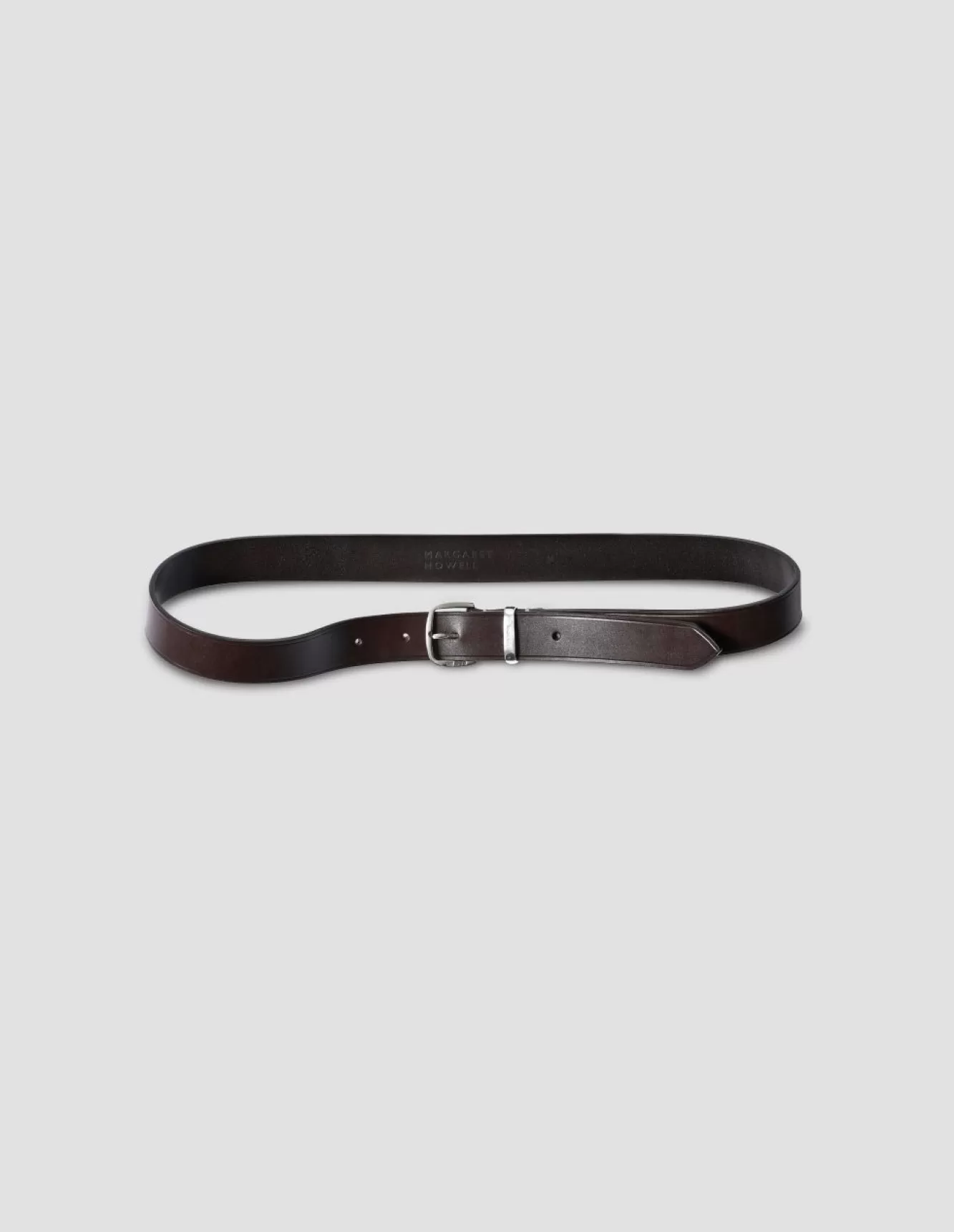 Margaret Howell CLASSIC SILVER BUCKLE BELT Dark Brown Flash Sale