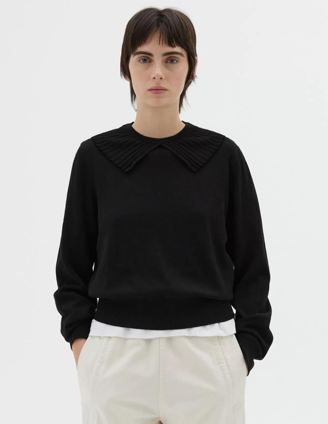 Margaret Howell FLUTED COLLAR JUMPER Black Online