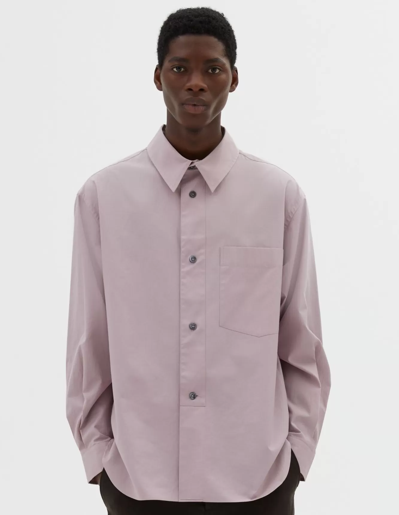 Margaret Howell HALF PLACKET SHIRT Dusty Pink Hot