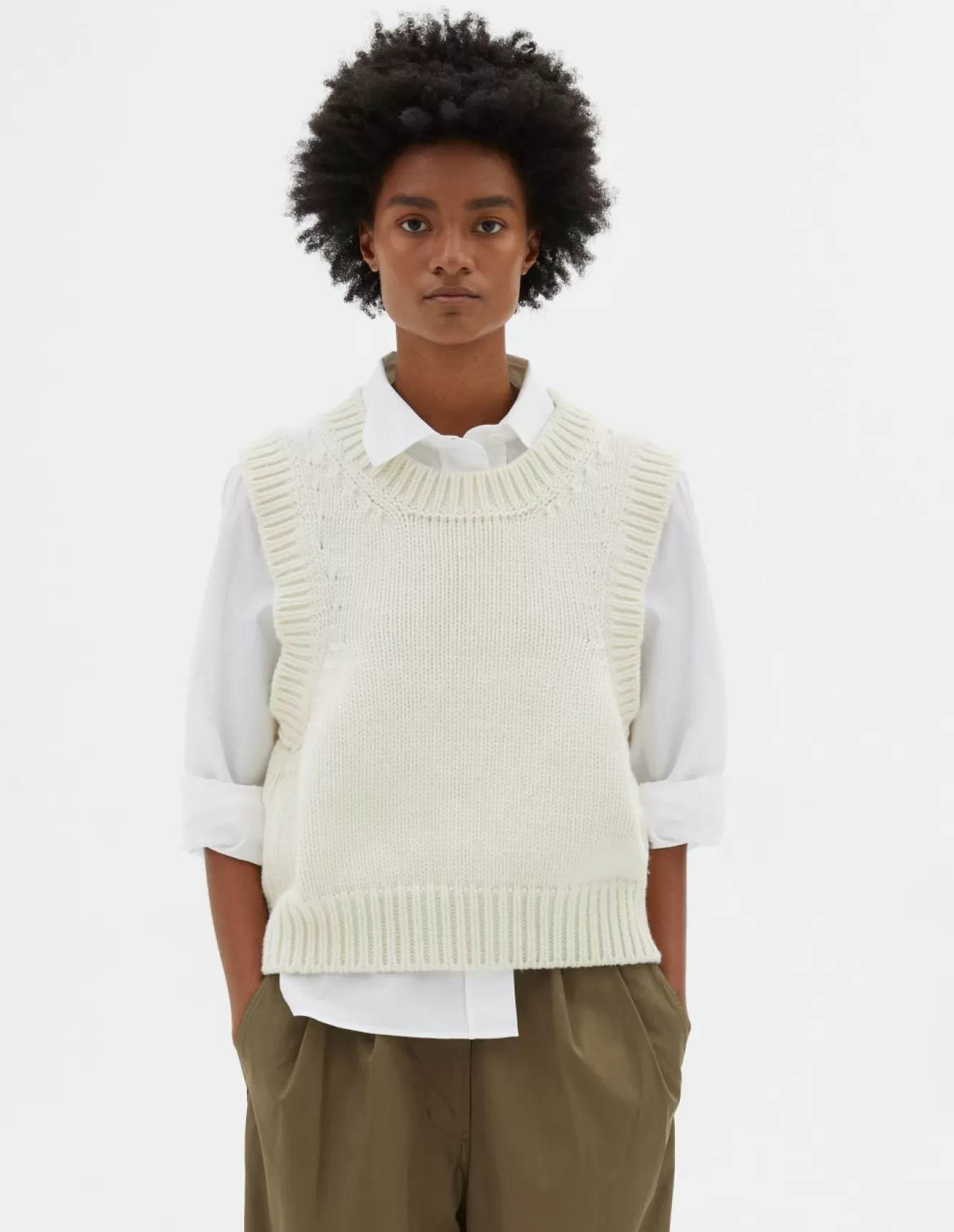 Margaret Howell MHL. CHUNKY CREW NECK SLIPOVER Natural Best