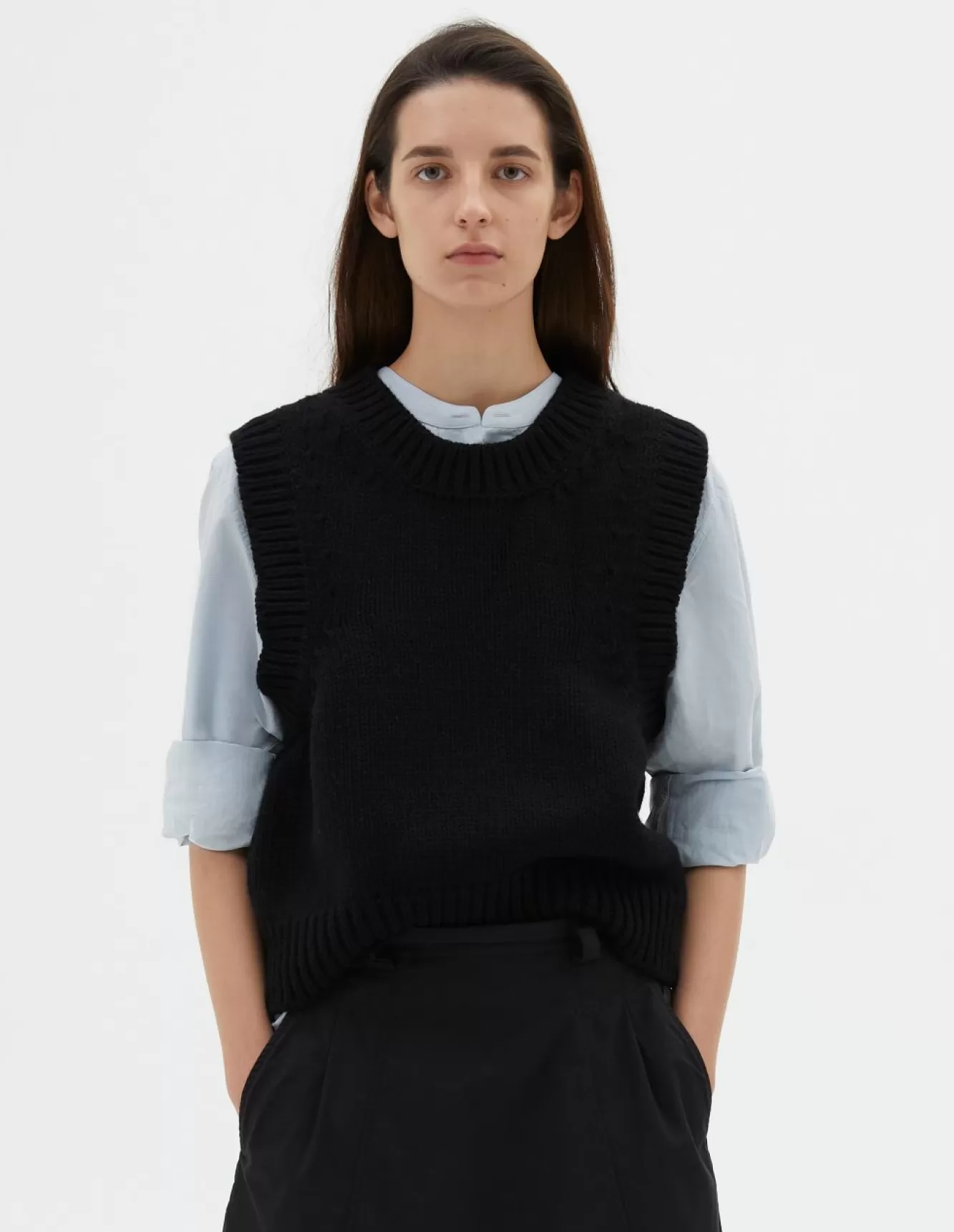 Margaret Howell MHL. CHUNKY CREW NECK SLIPOVER Black Sale