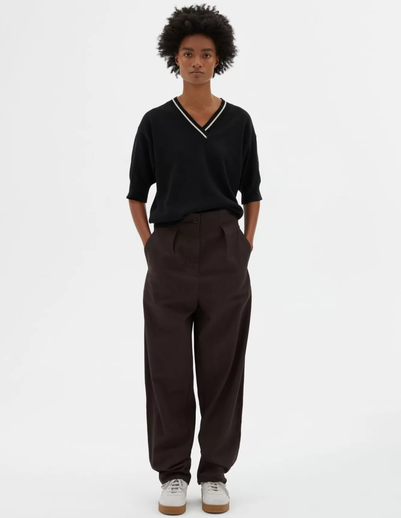 Margaret Howell MHL. CINCH BACK TROUSER Ebony Cheap