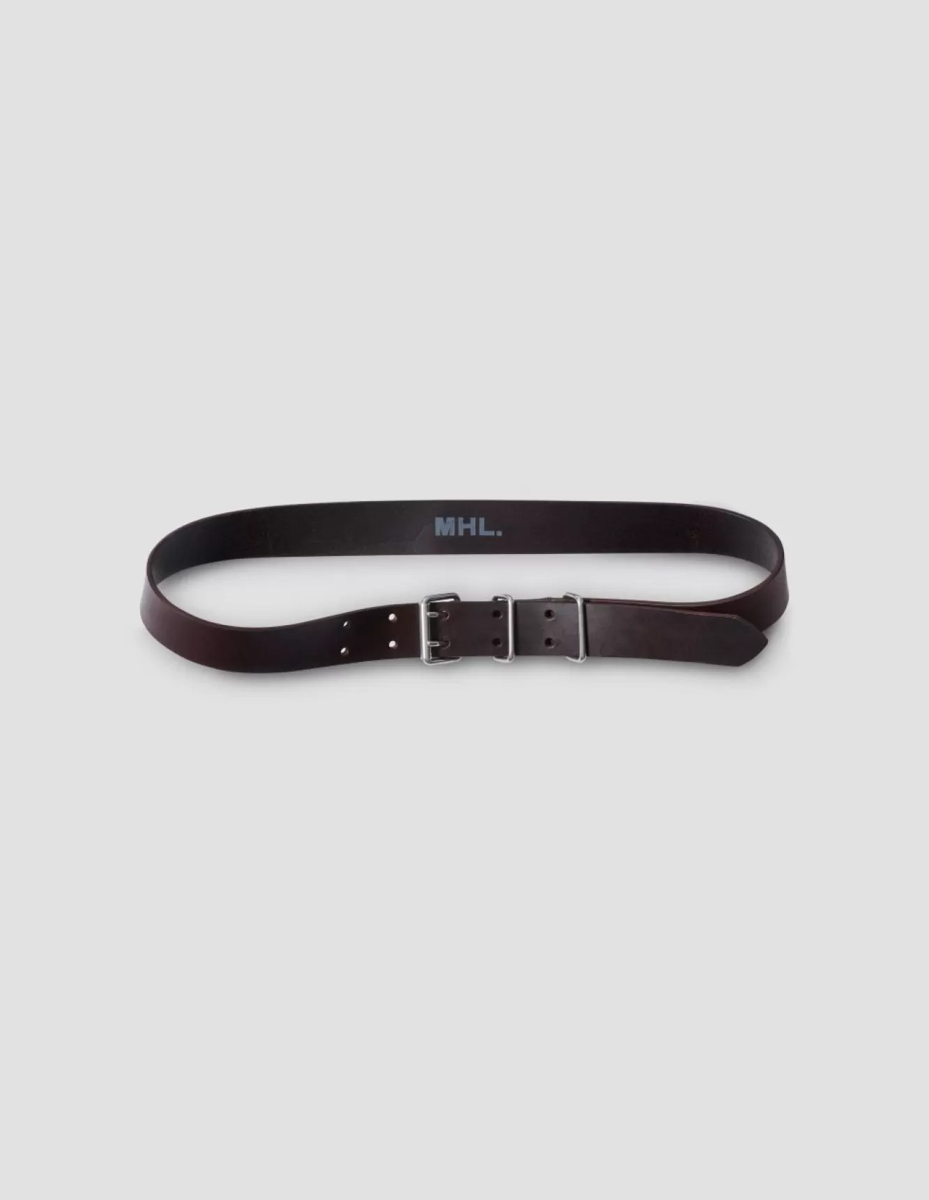 Margaret Howell MHL. DOUBLE PRONG BELT DARK BROWN Best