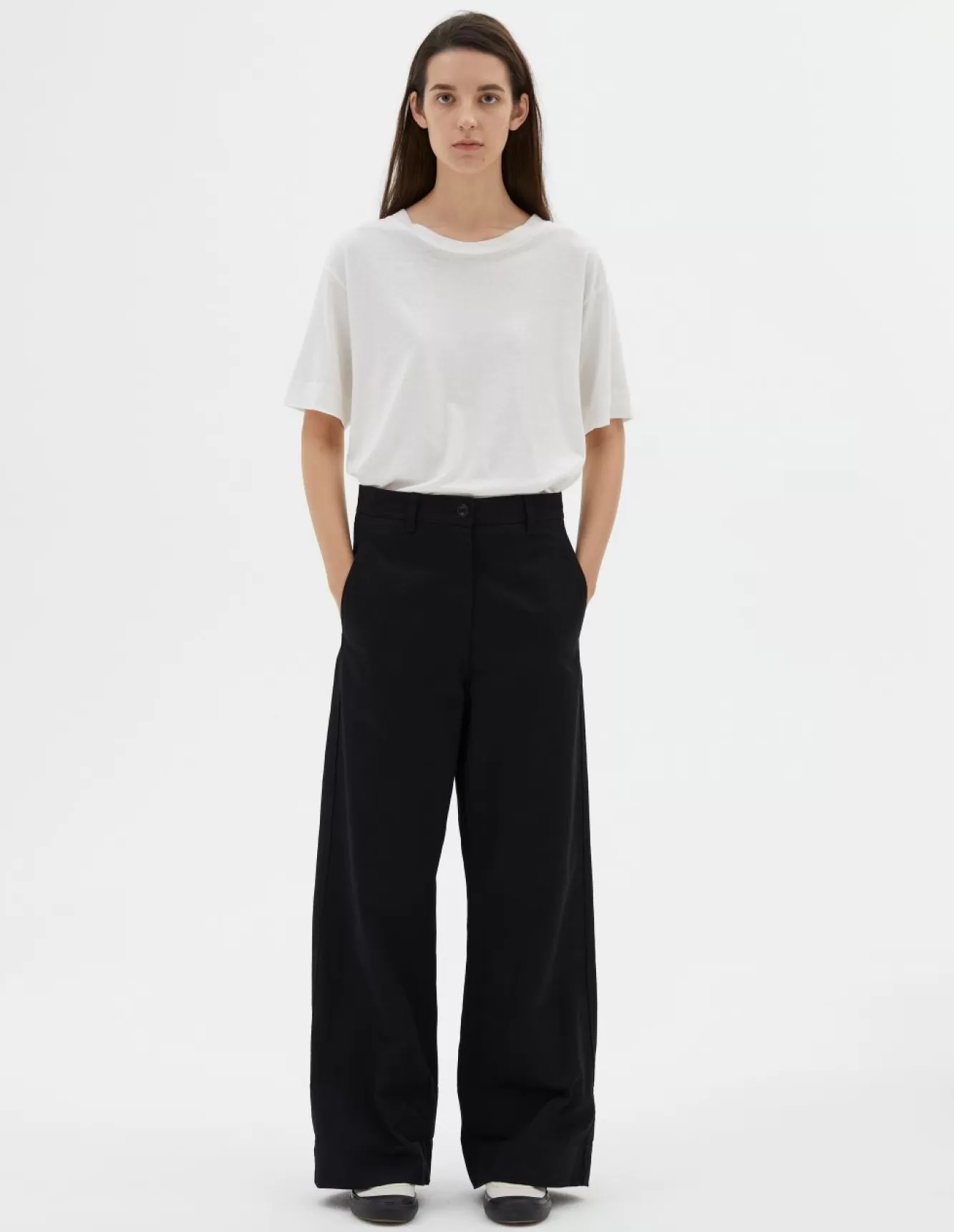 Margaret Howell MHL. HIGH WAISTED FLAT FRONT TROUSER Black Store