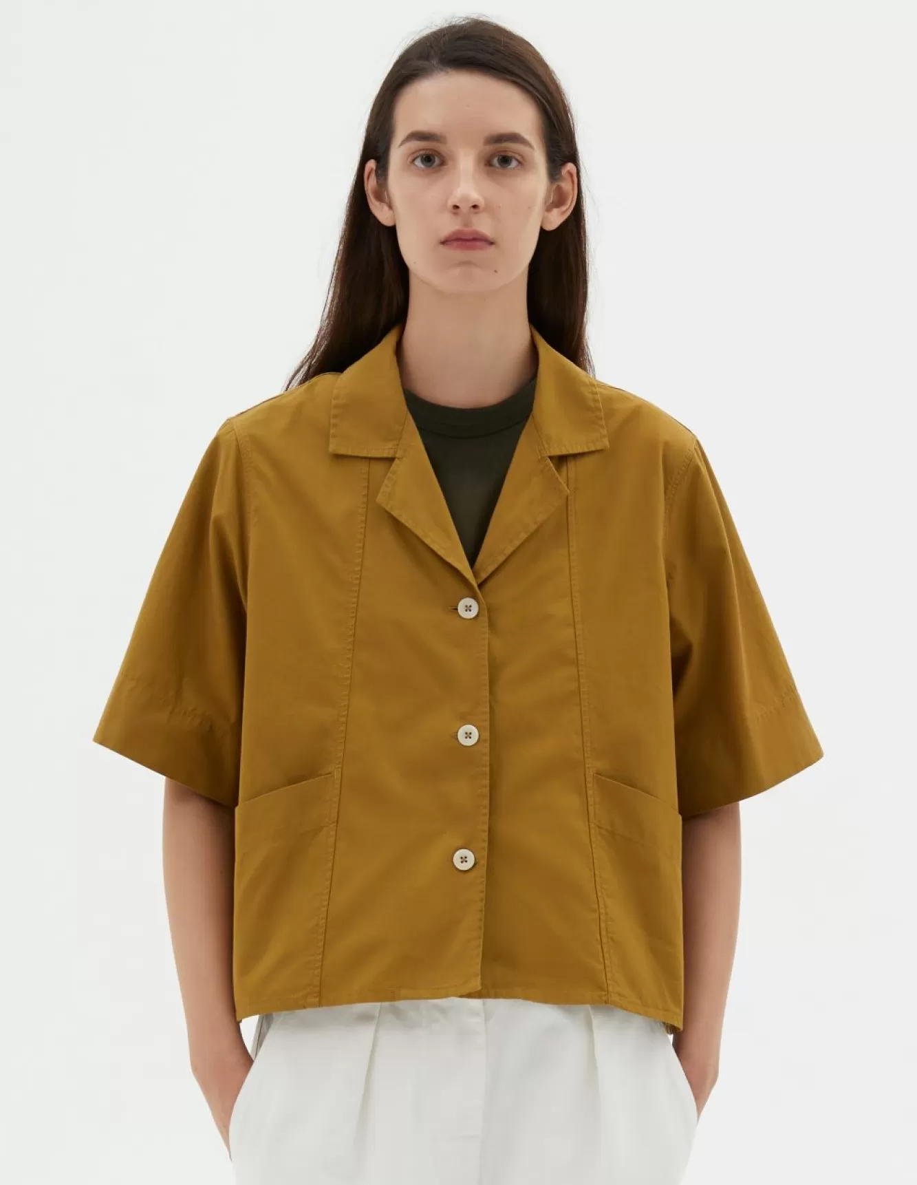 Margaret Howell MHL. PANELLED POCKET SHIRT Ochre Fashion