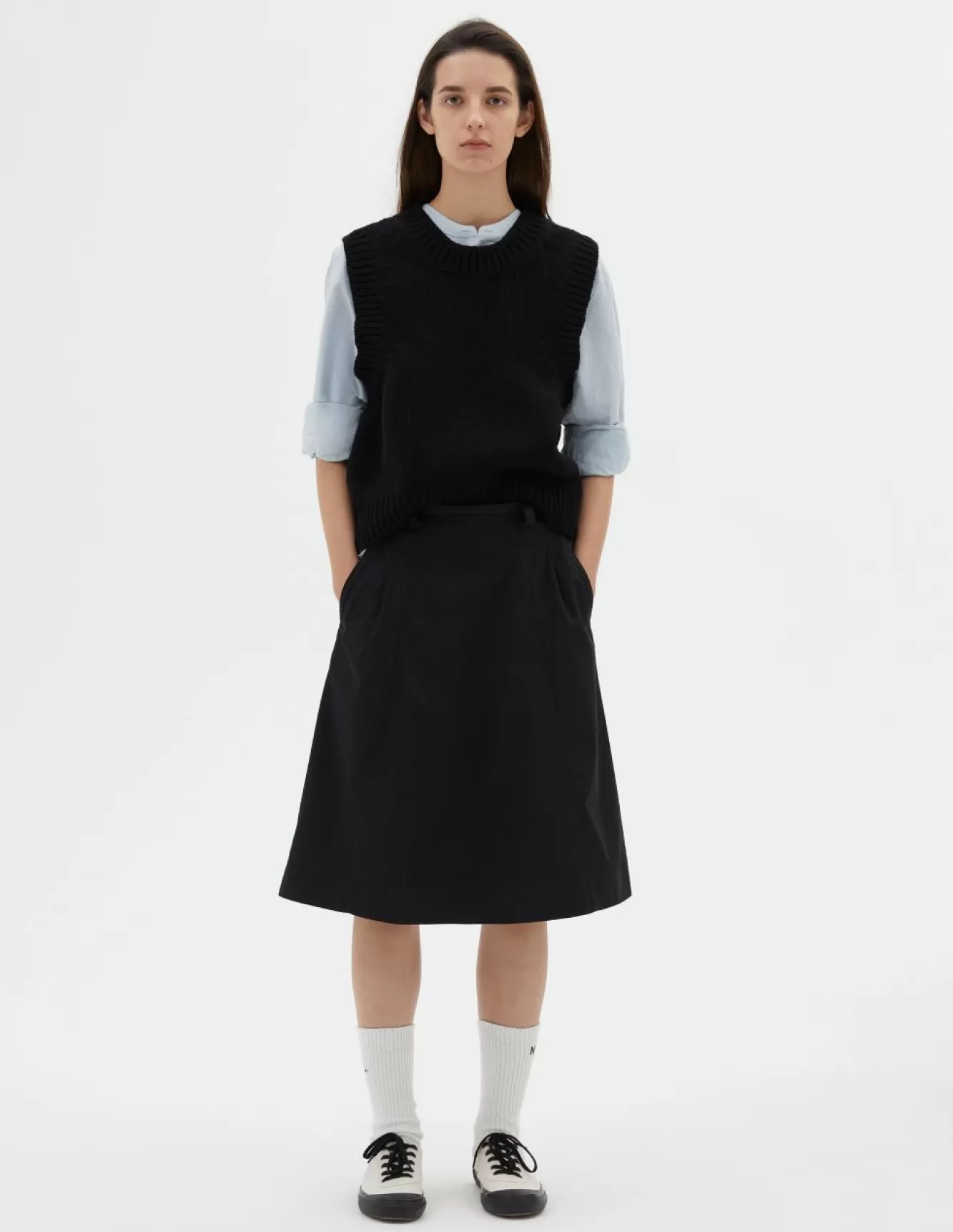 Margaret Howell MHL. PANELLED SCOUT SKIRT Black Flash Sale