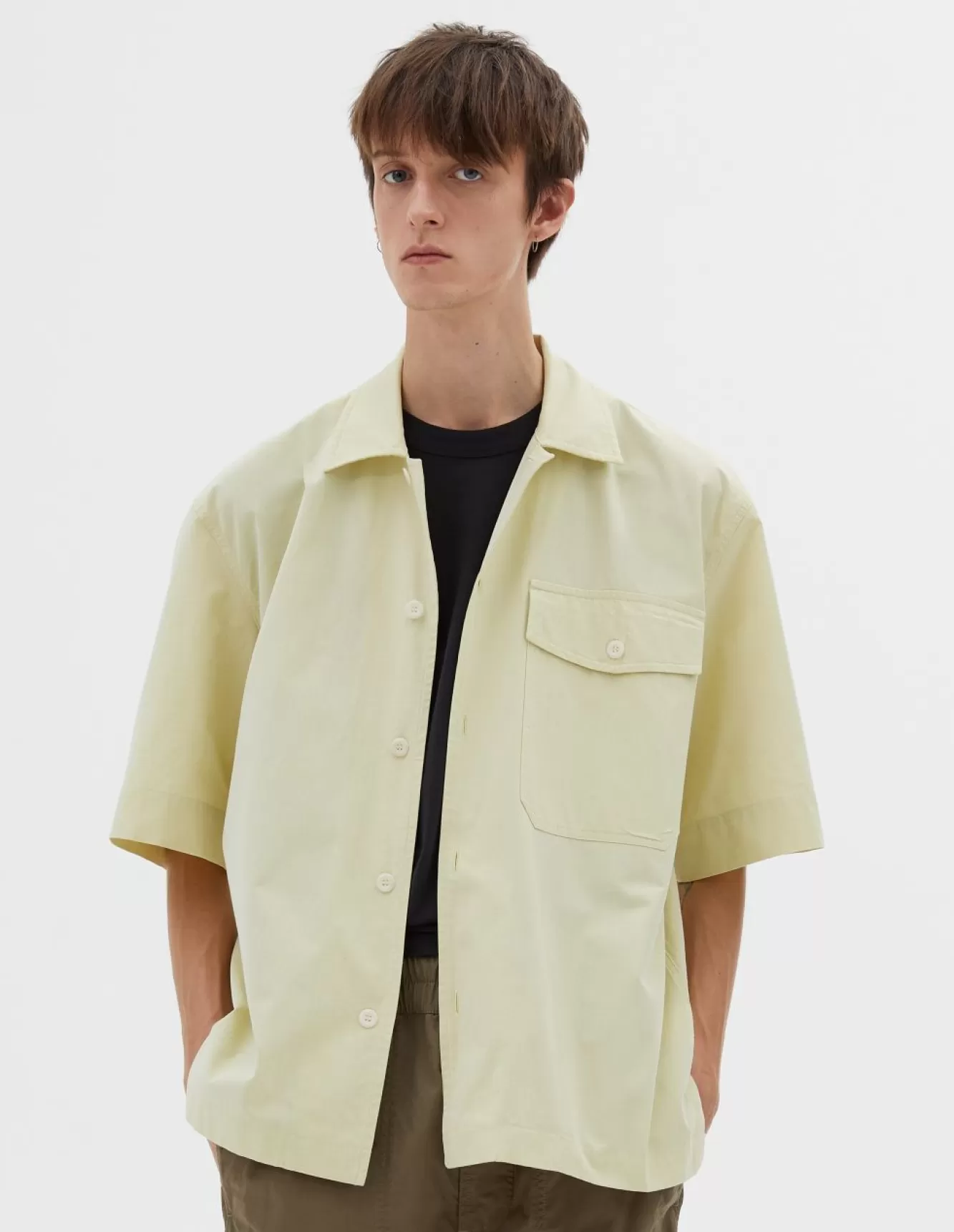 Margaret Howell MHL. S/S FLAP POCKET SHIRT Pale Yellow Online