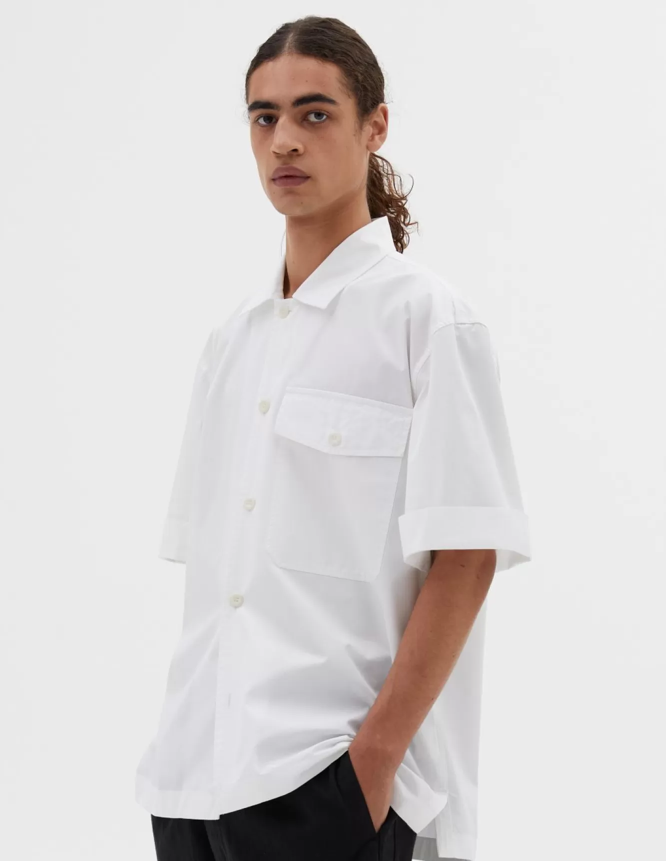 Margaret Howell MHL. S/S FLAP POCKET SHIRT White Cheap