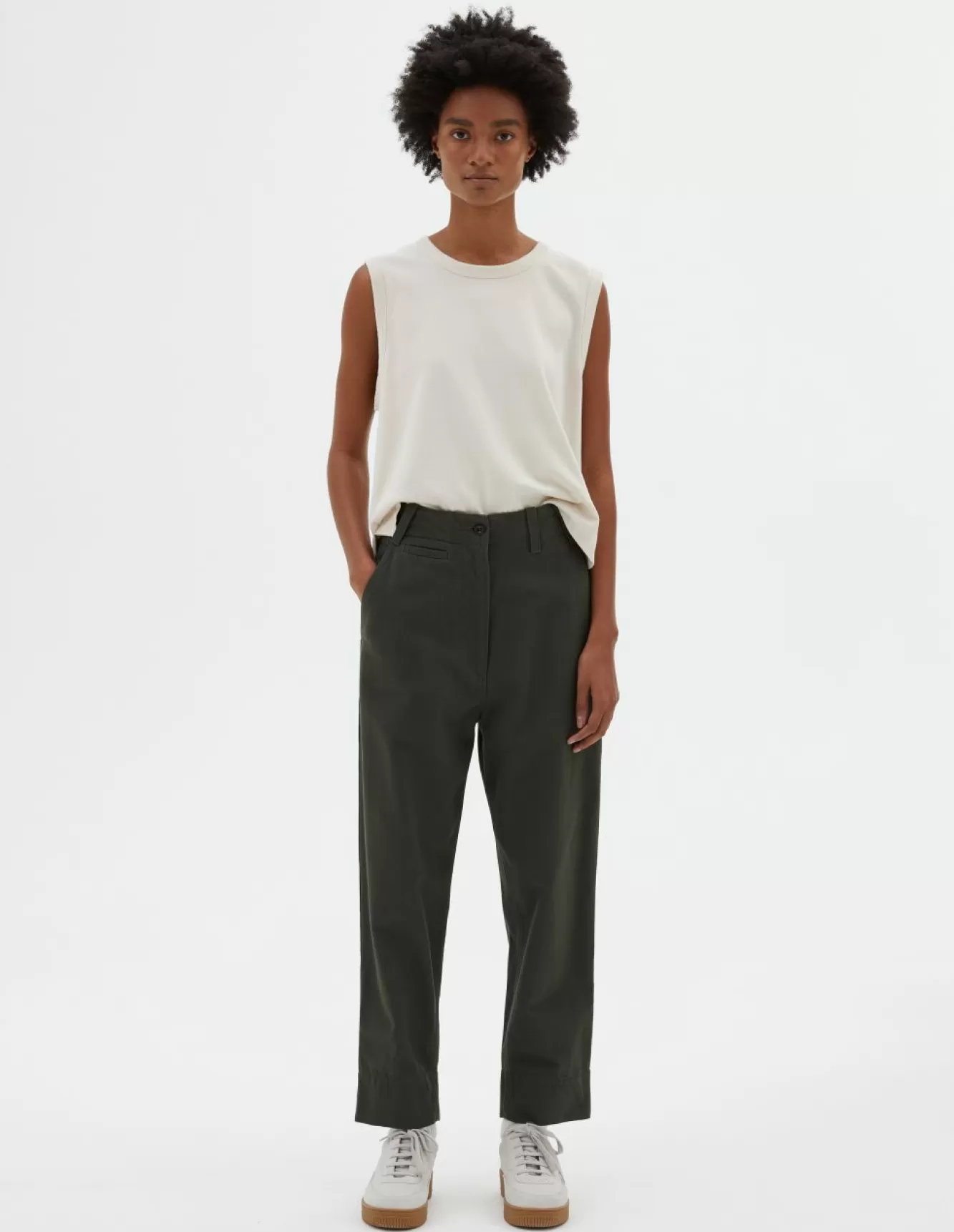 Margaret Howell MHL. TAB WAIST TAPERED TROUSER Forest Shop