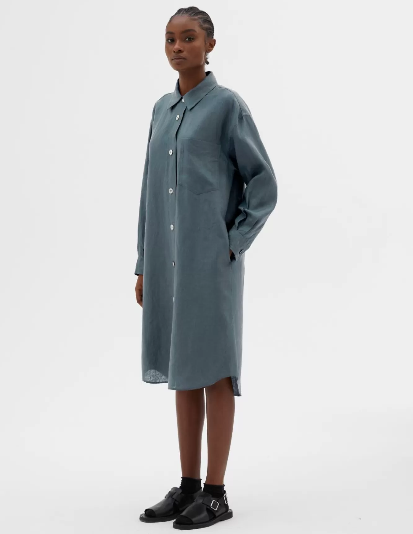 Margaret Howell OVERSIZED SHIRT DRESS STORM Clearance