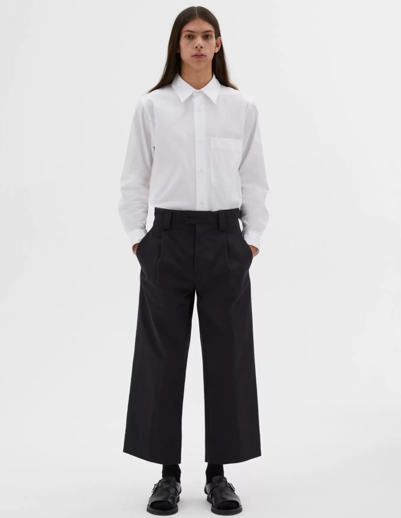 Margaret Howell PLEATED CROP TROUSER Slate Best Sale