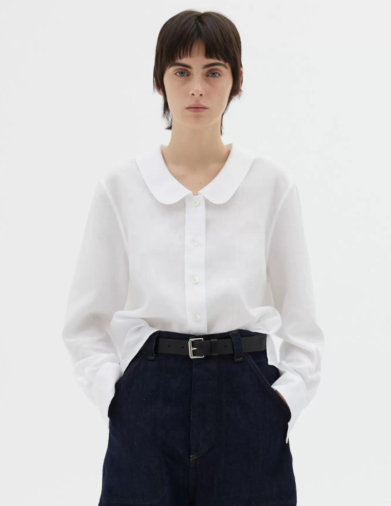 Margaret Howell ROUND COLLAR SHIRT White Outlet