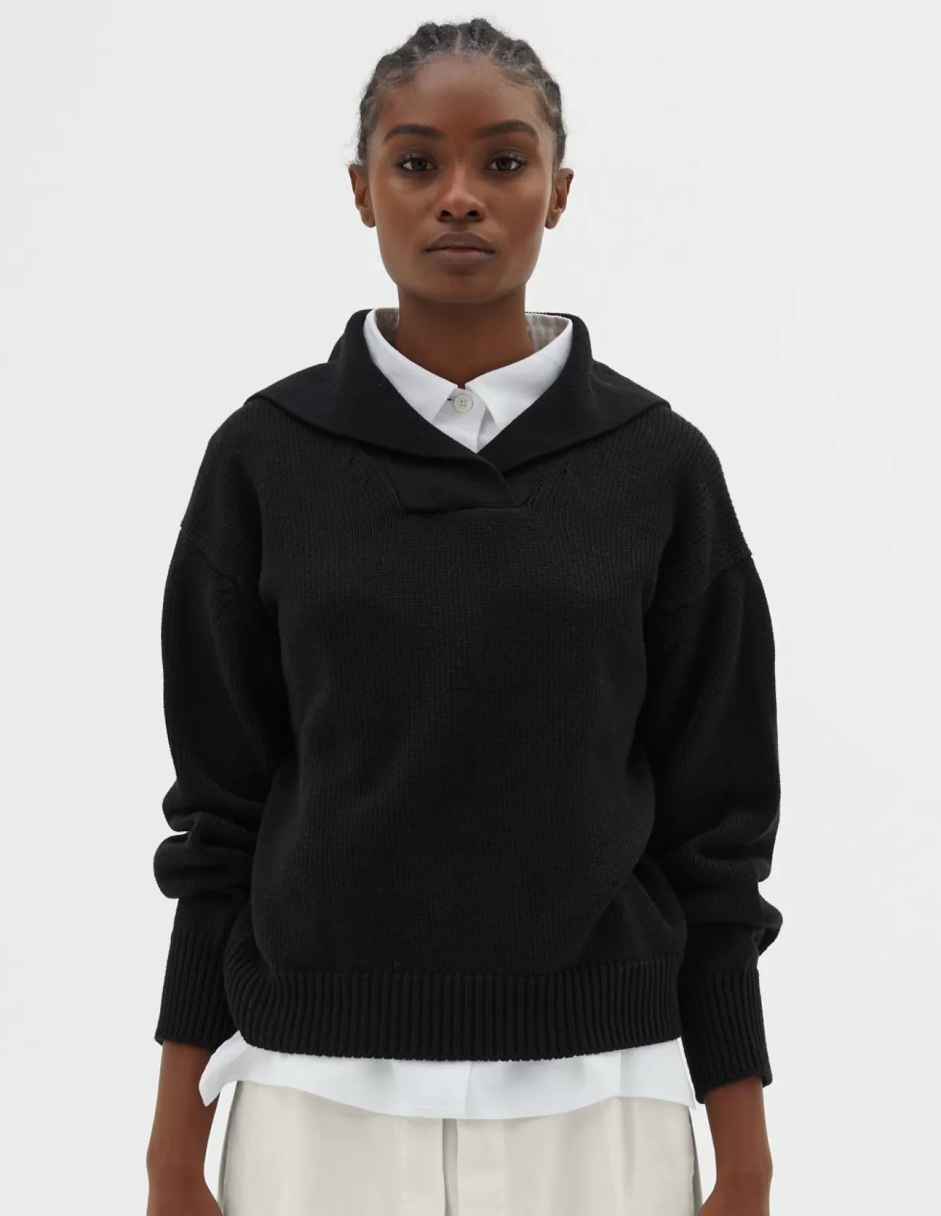 Margaret Howell SAILOR COLLAR JUMPER Black Clearance