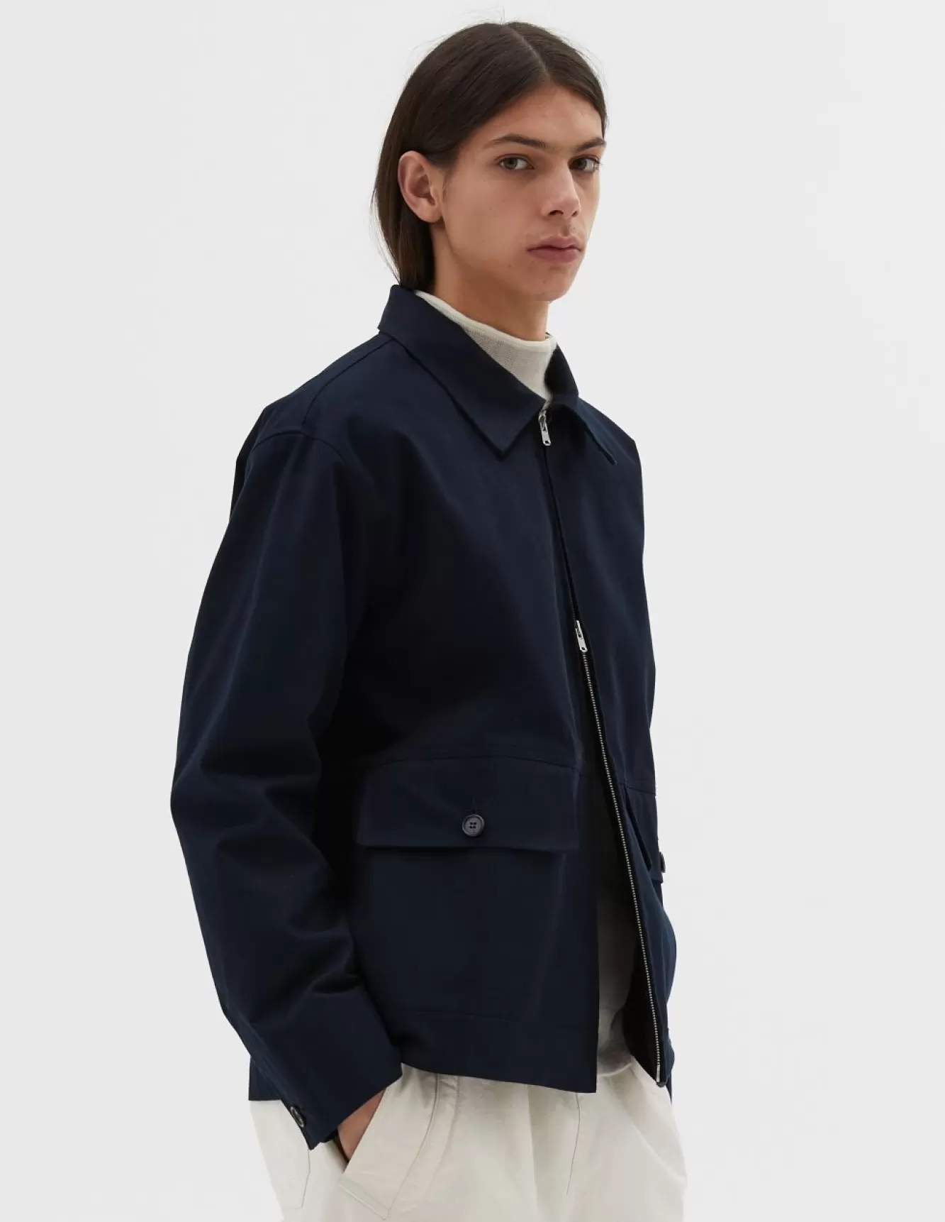 Margaret Howell STAND COLLAR JACKET DARK NAVY Sale