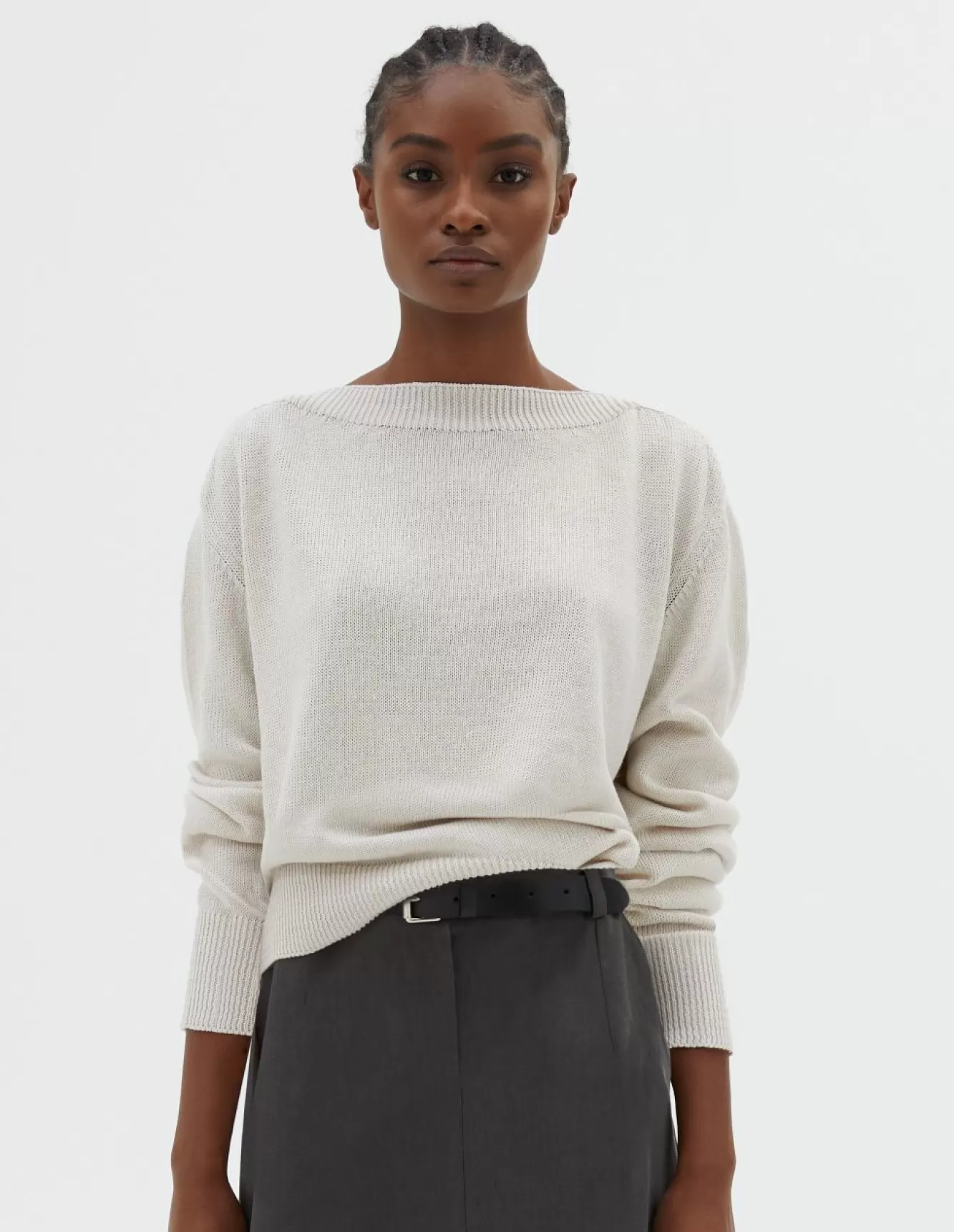 Margaret Howell STRAIGHT NECK JUMPER Chalk Store