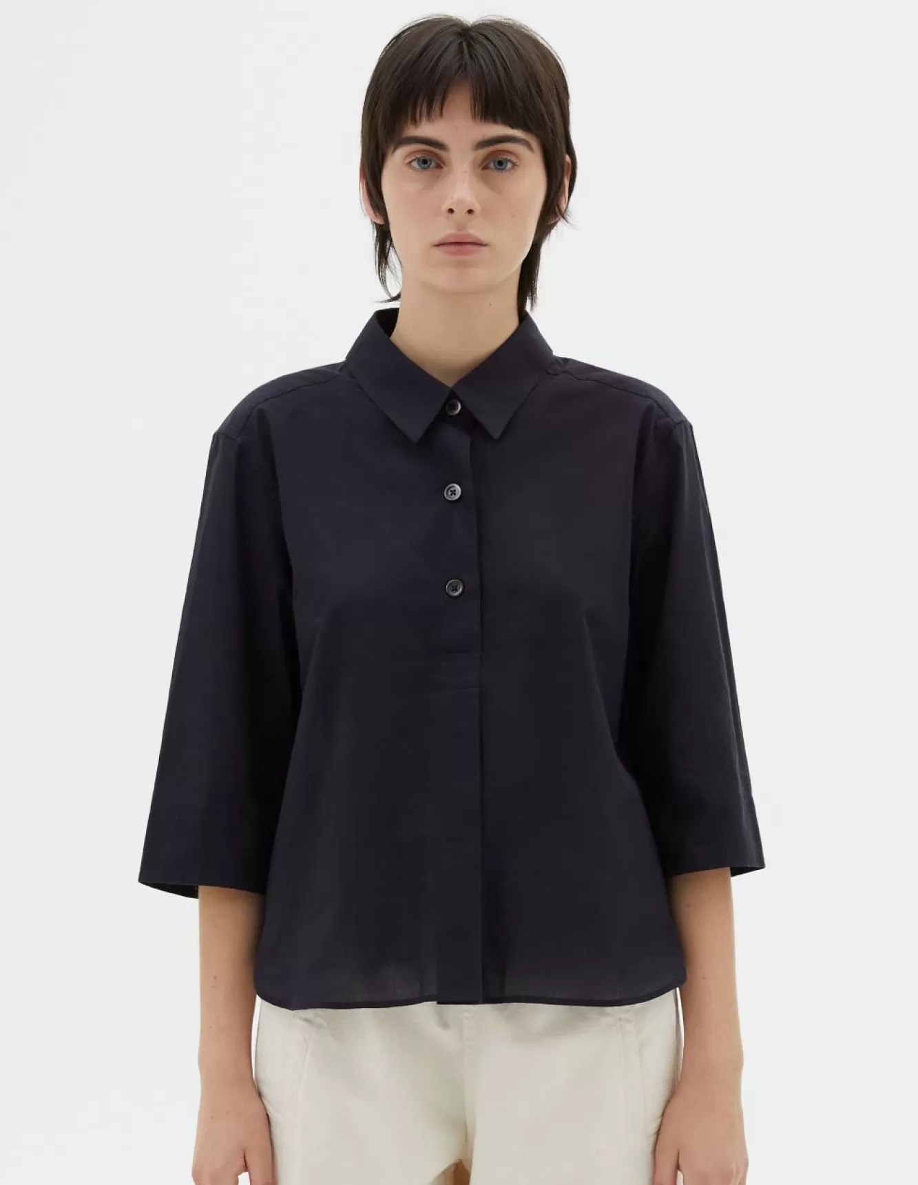 Margaret Howell THREE BUTTON SHIRT Black Flash Sale