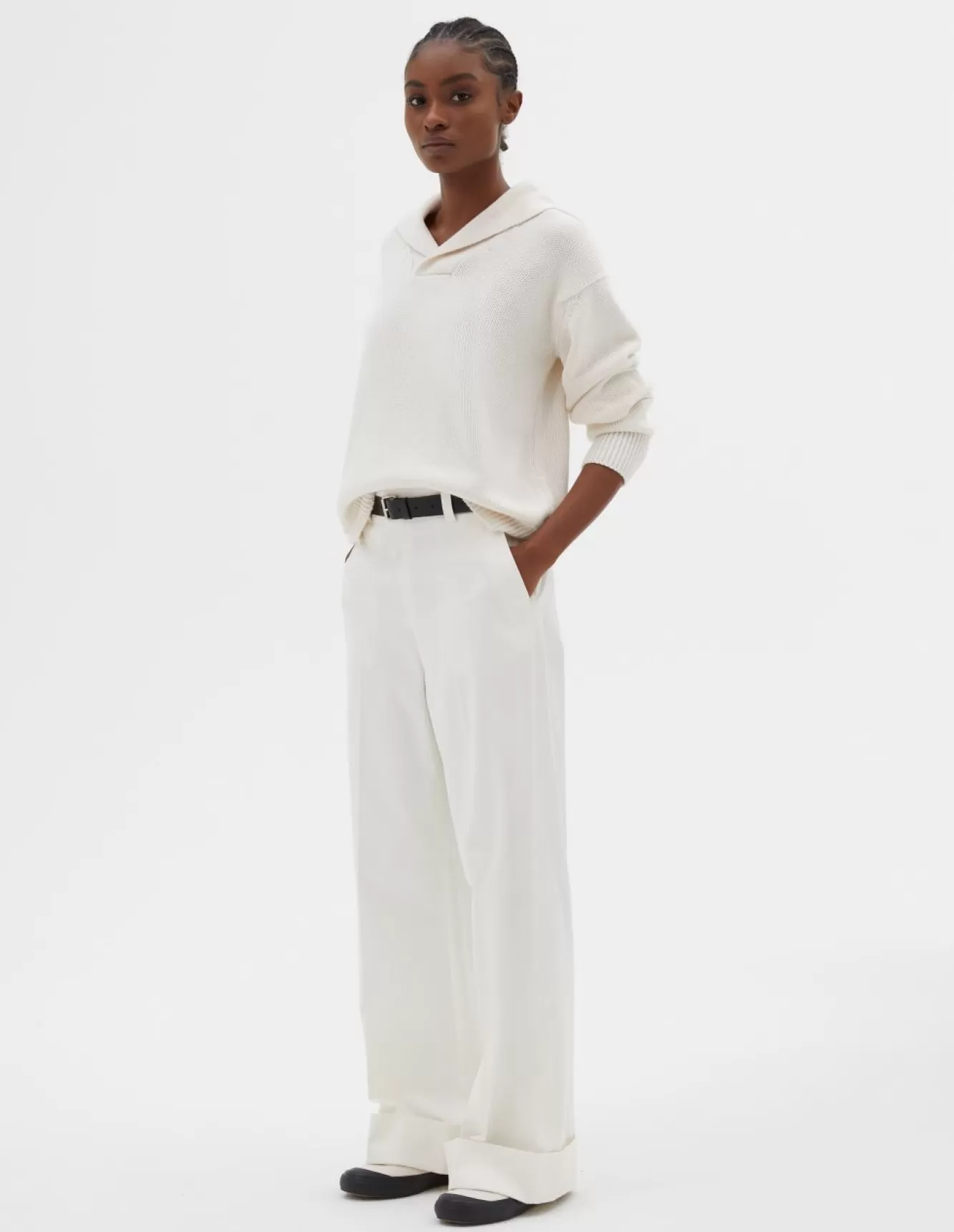 Margaret Howell TURN UP SAILOR TROUSER Off White New